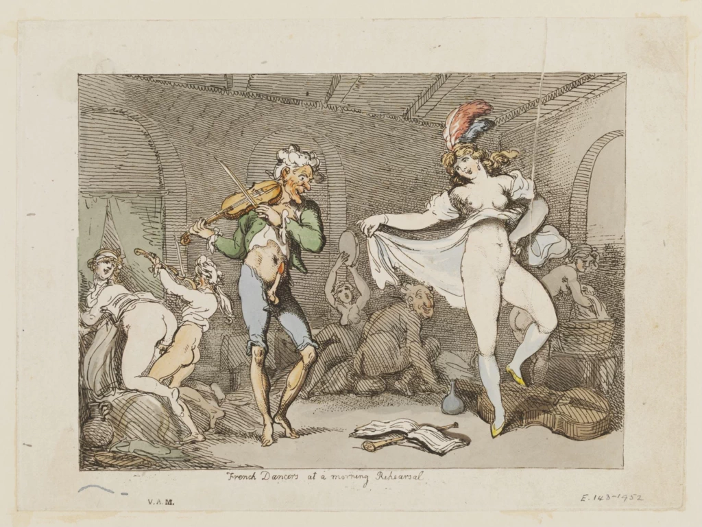 Thomas Rowlandson-11-Ballerini francesi durante una prova mattutina